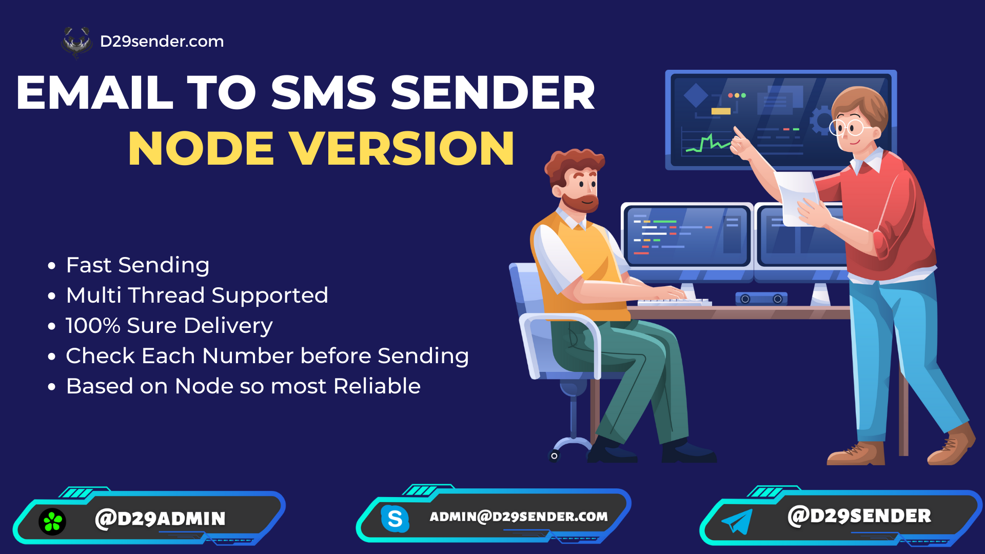 email to sms sender node version